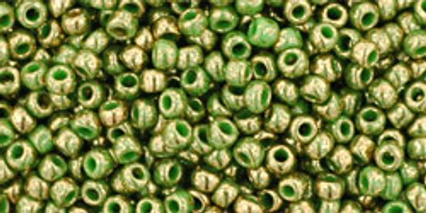 Round Seed Bead by Toho - #1702 Gilded Marble Green