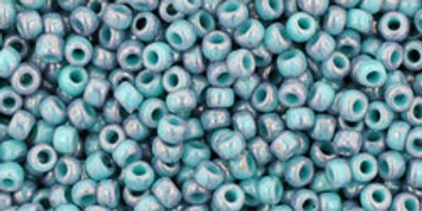 Round Seed Bead by Toho - #1206 Turquoise / Amethyst Marbled Opaque