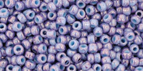 Round Seed Bead by Toho - #1204 Light Blue / Amethyst Marbled Opaque