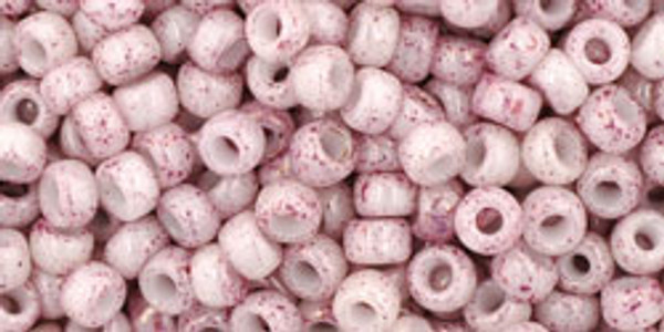 Round Seed Bead by Toho - #1200 White / Pink Marbled Opaque