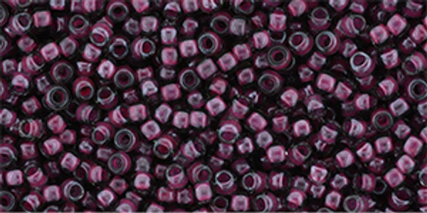 Round Seed Bead by Toho - #1075 Clear / Berry Wine Inside Color Lined