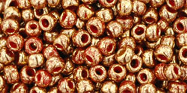 Round Seed Bead by Toho - #1708 Gilded Marble Red