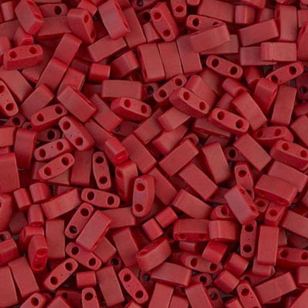 Half Tila Beads - #2040 Brick Red Metallic Matte