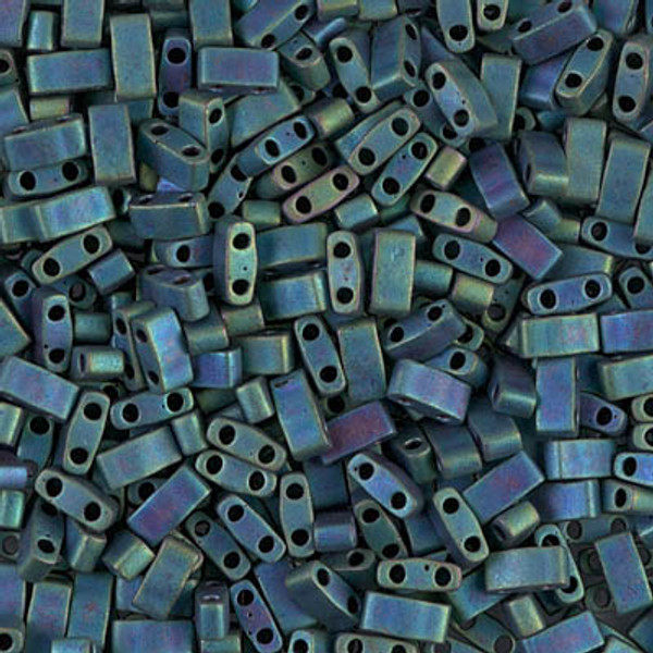 Half Tila Beads - #2064 Blue Green Metallic Rainbow Matte