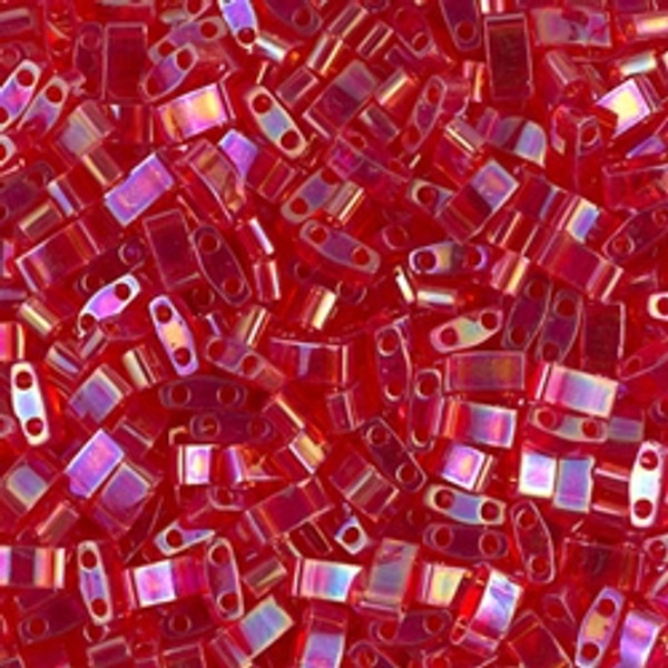 Half Tila Beads - #0254 Red Transparent Rainbow