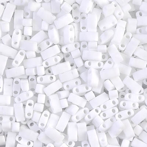 Half Tila Beads - #0402F White Opaque Matte - Half Tila