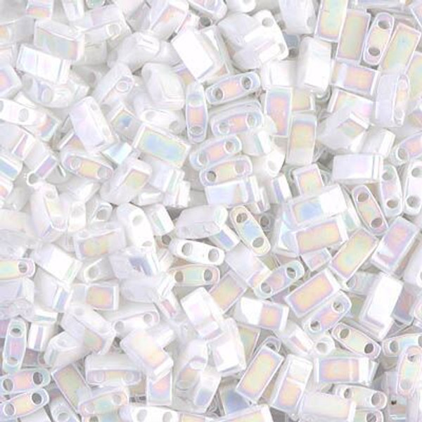 Half Tila Beads - #0471 White Pearl Rainbow