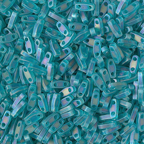 Quarter Tila Beads - #2405FR Teal Transparent Rainbow Matte