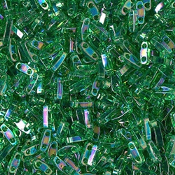 Quarter Tila Beads - #0179 Green Transparent Rainbow