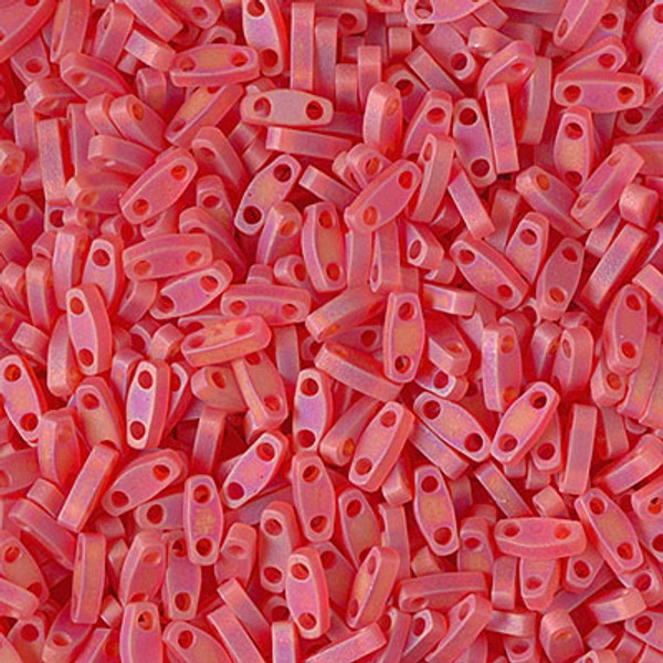 Quarter Tila Beads - #0140FR Red Orange Transparent Rainbow Matte