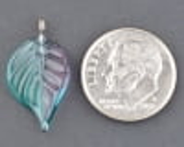 18mm Lampwork Leaf - Aqua Lavender Two-Toned