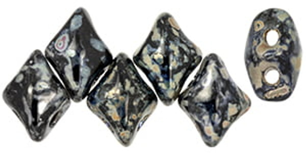 MiniGem 5x3mm - Jet - Silver Picasso