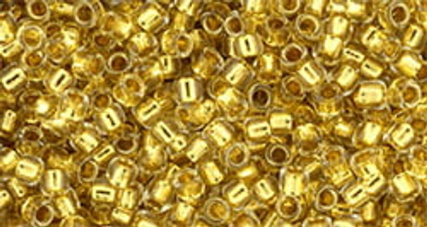 Toho Takumi Large Hole Round 11/0 - #0701 Clear/24Kt Gold Inside Color Lined (6g)