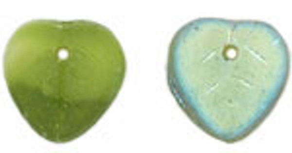 Heart Leaves - Olivine White Opaque Rainbow Matte