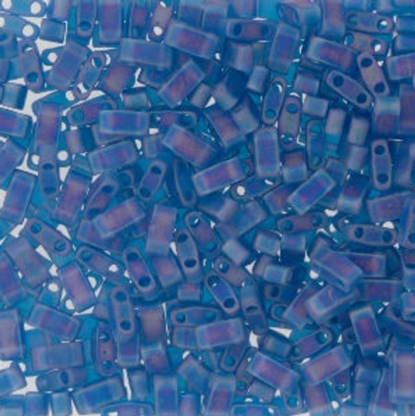 Half Tila Beads - #0149FR Capri Blue Transparent Rainbow Matte