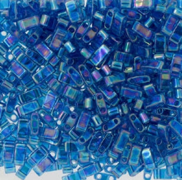 Half Tila Beads - #0291 Capri Blue Transparent Rainbow