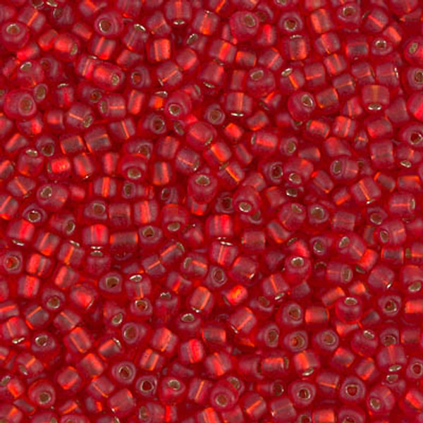 10/0 Triangle Bead - #10F Flame Red Transparent Silver Lined Matte