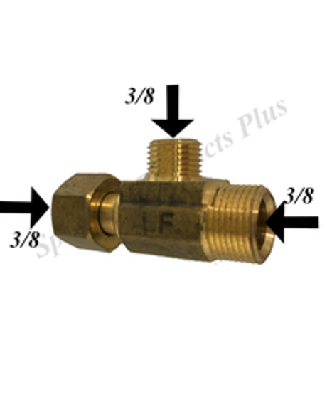 3/8 OD X 3/8 OD X 3/8 OD Compression Brass Tee Fitting