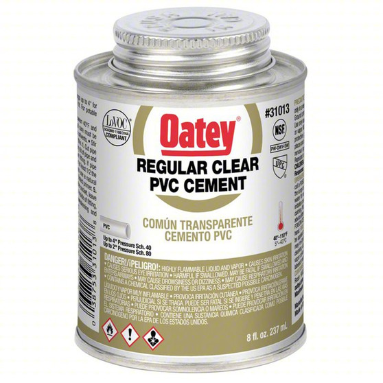 Oatey Pipe Cement  8 fl oz, Brush-Top Can, Clear