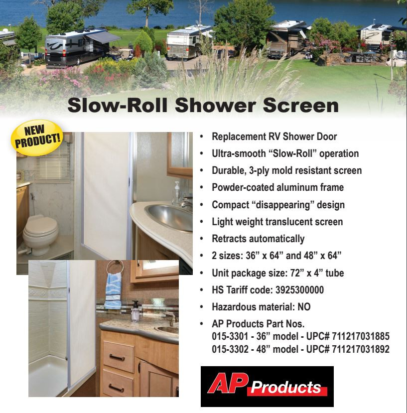 Retractable Shower Door, Slow-Rolling, 36
