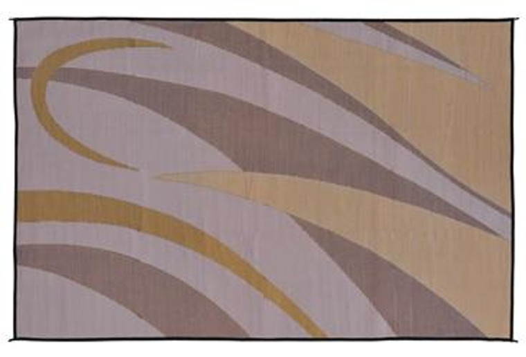 Reversible Patio Mat, Brown/Gold Graphic Design - Size: 8' x 20'