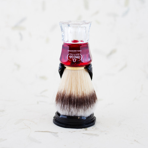 omega sintetico red and clear acrylic handle shaving brush