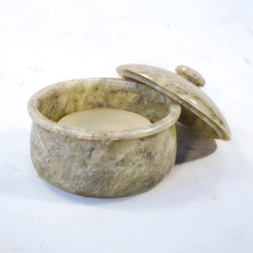 Genuine soap stone bowl with lid off