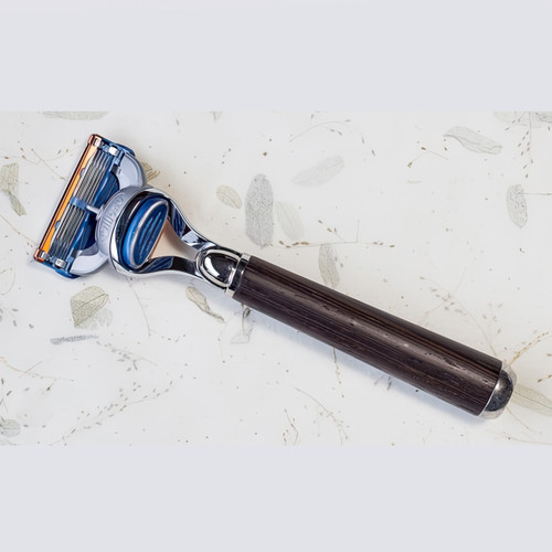 genuine wenge wood handle five blade fusion cartridge razor