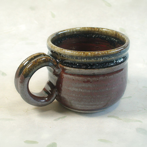 handmade original ceramic shaving soap brown tones mug