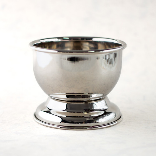 nickel plated shaving soap bowl with pedestal base without soap