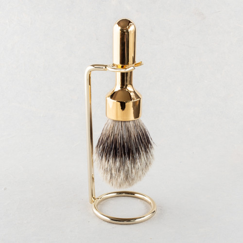merkur gold plated silver tip shaving brush comes with holder