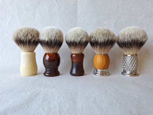 Reserved - Faux Tortoise Silver Tip Shaving Brush - second brush from left