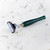 omega three piece shaving set with faux jade silver tip shaving brush with nickel plated holder