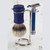 three piece set comes with merkur blue barber pole double edge razor