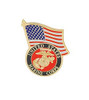 USMC Logo w/USA Flag Hat Lapel Pin 
