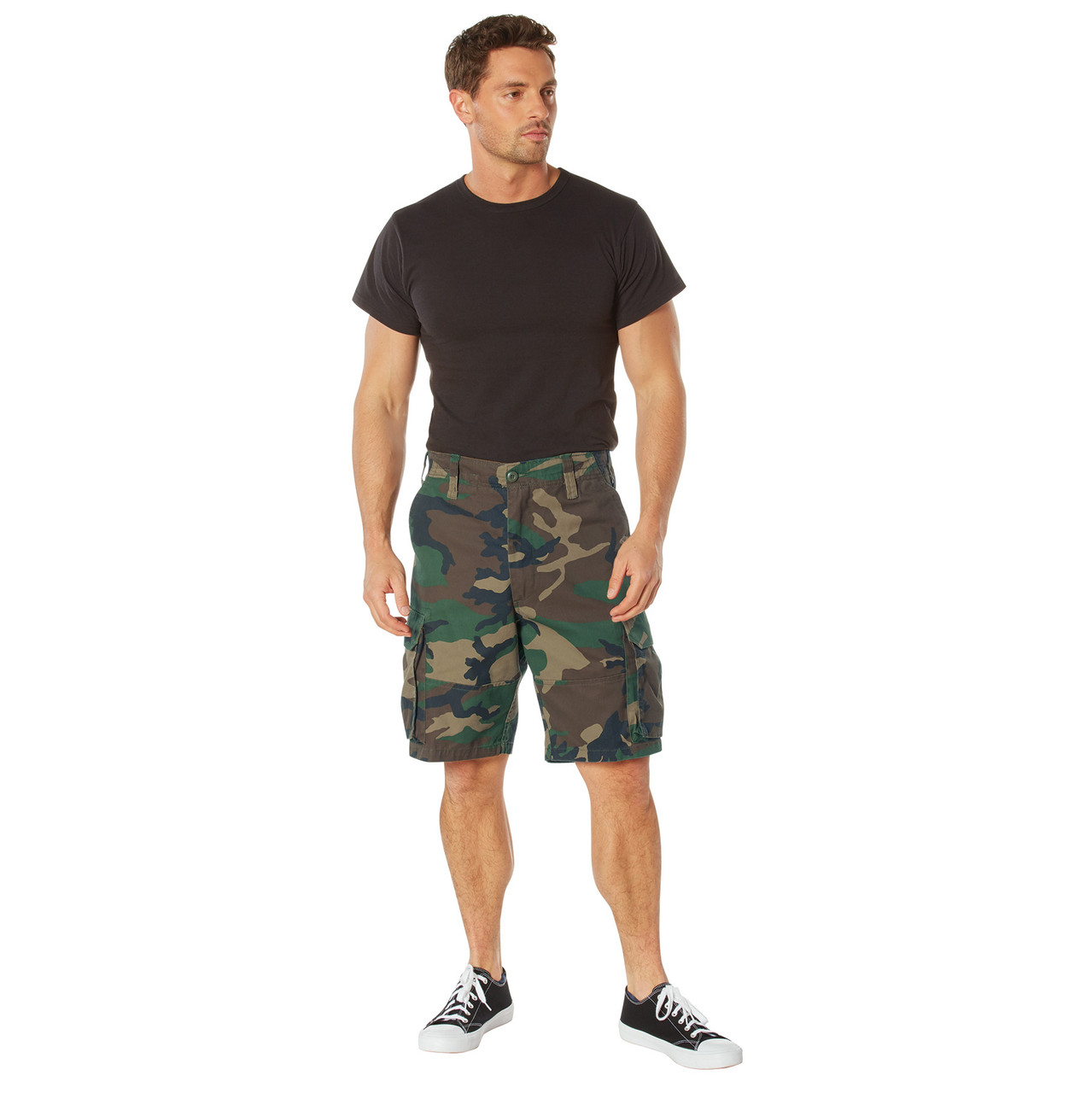 Woodland Camo Vintage Paratrooper Cargo Shorts Army Surplus World