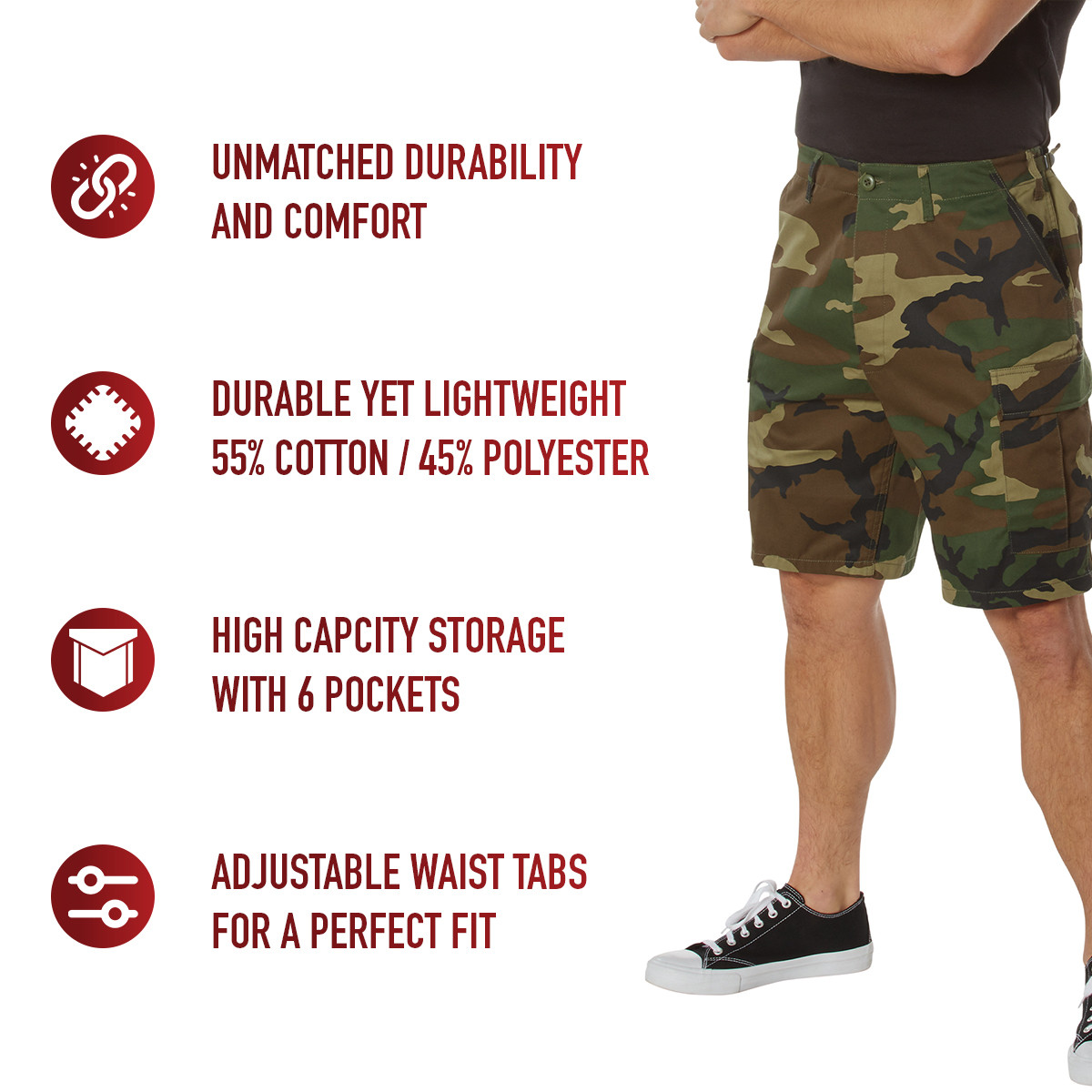 Buy Woodland Camo BDU Shorts at Army Surplus World