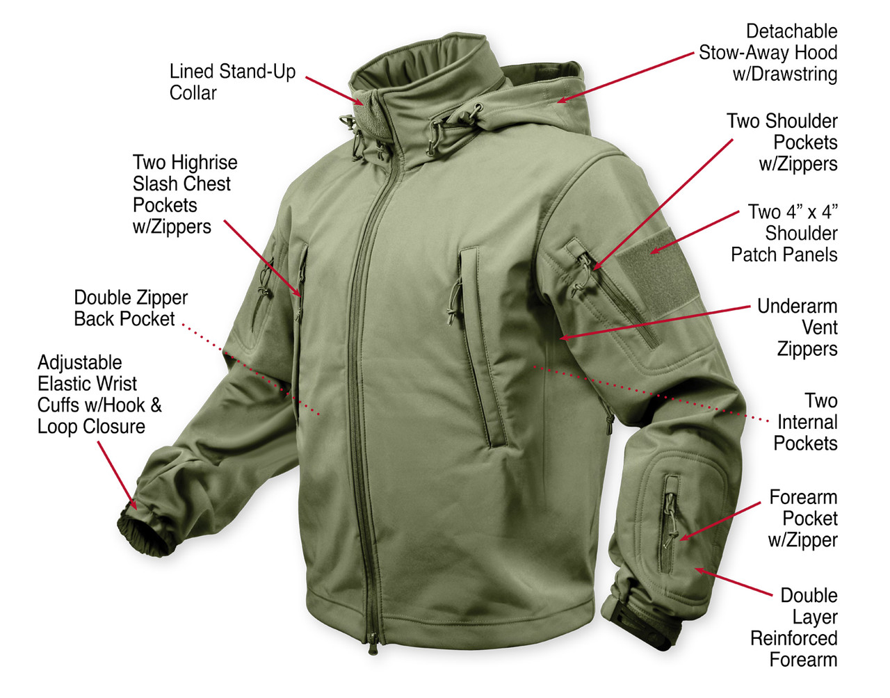 Buy OD Green Tactical Soft Shell Jacket at Army Surplus World