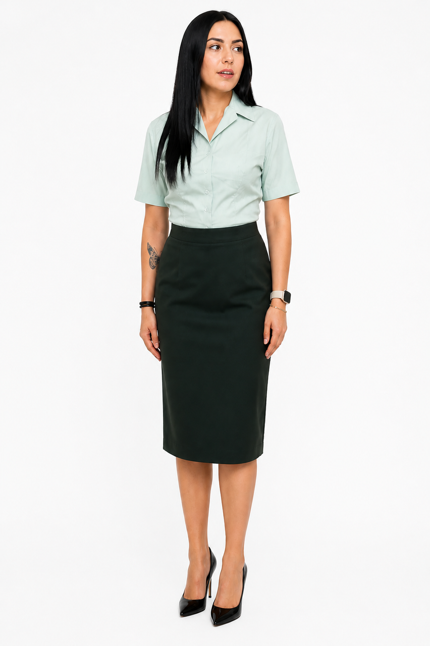 slim fit dress slacks Dark Army Green Denim Thick Strap Midi Dress main image 1