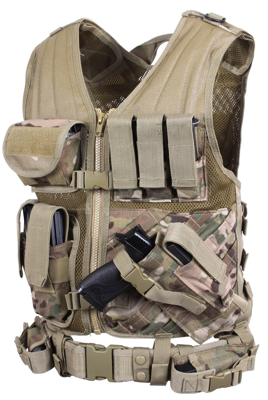 その他 Rothco Tactical Vest PALS Multicam Rothco Multicam Cross Draw MOLLE Tactical Vest at Army Surplus World