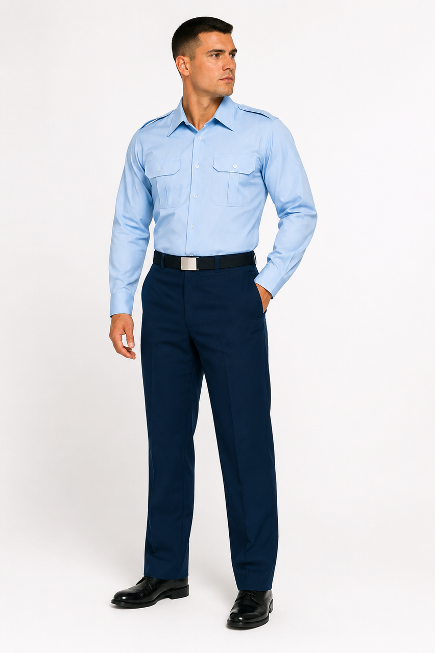 air force light blue dress shirt Buy Minimal Sky Linen Blend No Logo Regular Fit Air Force Blue Shirt main image 1
