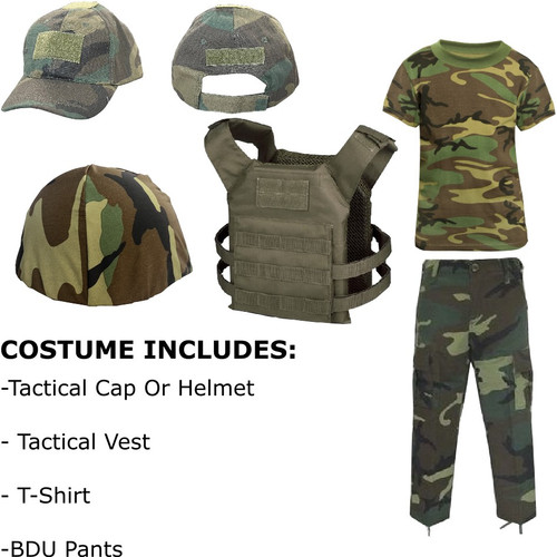 Kids Woodland Camo Tactical Costume Kids Woodland Camo Tactical Costume