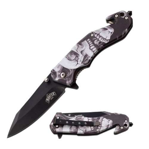 Grey Skull Camo Tactical Folding Knife Grey Skull Camo Tactical Folding Knife
