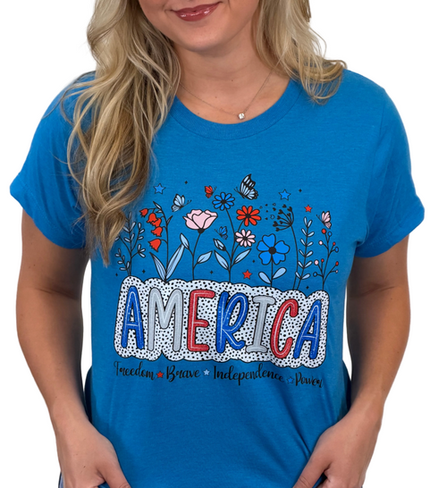 America Floral Tee