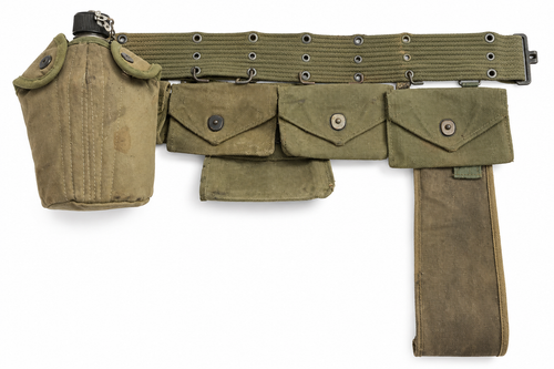 Original U.S. GI Vintage Web Gear Belt Set with Canteen & Pouches