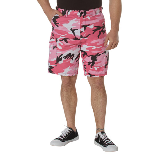 Pink Camo BDU Shorts - Button Fly, Six Pockets, Durable Cotton Pink Camo BDU Shorts - Button Fly, Six Pockets, Durable Cotton