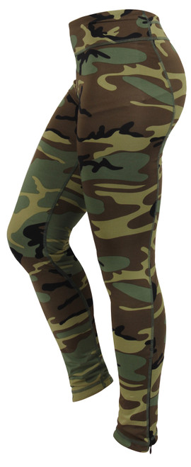 Camo Yoga Pants - Gym Leggings for Working Out, Ankle Zipper