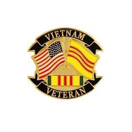 Vietnam Veteran Hat Pin with Crossed Flags