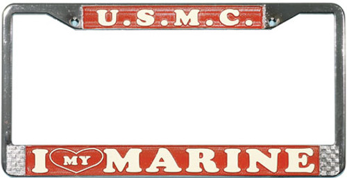 I Love My Marine License Plate Frame