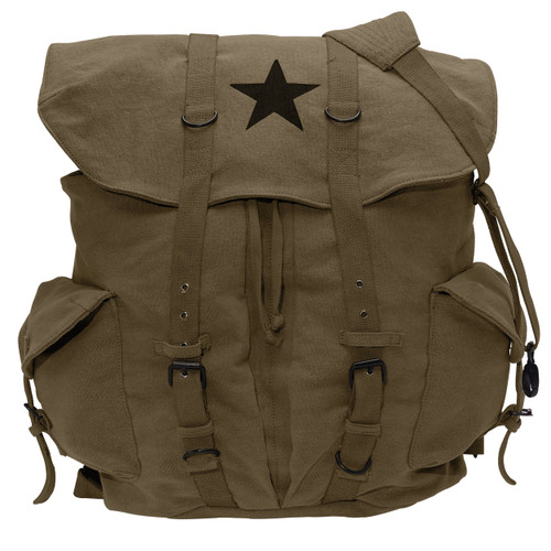 Vintage Weekender Canvas Backpack with Star Vintage Weekender Canvas Backpack with Star